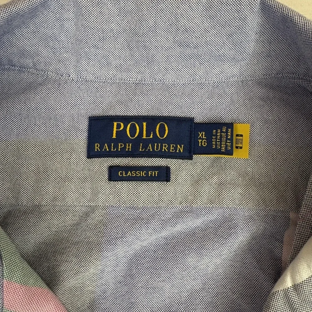Polo Ralph Lauren Striped Oxford Camp Shirt Mens XL Colorblock Classic Fit